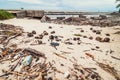 Garbage and wastes on the beach Royalty Free Stock Photo