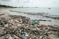 Garbage and wastes on the beach Royalty Free Stock Photo