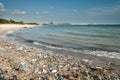 Garbage and wastes on the beach Royalty Free Stock Photo