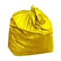 Yellow garbage bag with concept the color of yellow garbage bags is recyclable waste isolated on white background