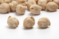 Garbanzo beans, chickpeas on white background