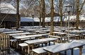 Garching, Germany - Beergarden on wintertime Royalty Free Stock Photo