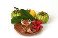 Garcinia atroviridis fruit, dried and fresh and dried brew the tea to lose weight. Royalty Free Stock Photo