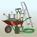 Garden accessories. Equipment for summer work. Building.