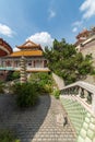 The garden against the Pagoda located in the Kek Lok Si temple in Penang Royalty Free Stock Photo