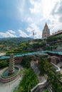 The garden against the Pagoda located in the Kek Lok Si temple, Temple of Supreme Bliss , in Penang