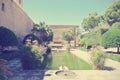 Garden of Alcazaba of Almeria on a sunny day; retro style Royalty Free Stock Photo