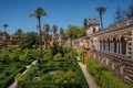 Garden of the Alcove, Ladies Garden and Gallery of Grotesques at Alcazar (Royal Palace of Seville) - Seville, Spain Royalty Free Stock Photo