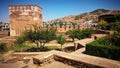 Garden of the Alhambra citadel in Granada Royalty Free Stock Photo