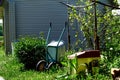 Garden aluminum trolley under the tree