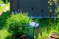 garden aluminum trolley under the tree