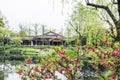 Garden architecture and The peach blossom Royalty Free Stock Photo