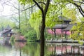 Garden architecture and The peach blossom Royalty Free Stock Photo