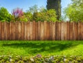 Garden backyard with grass lawn and flower bed Royalty Free Stock Photo