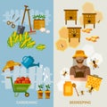 Garden banners beekeeping equipment Royalty Free Stock Photo