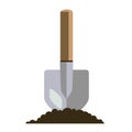 Garden bayonet shovel flat illustration. hand tool