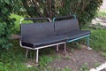 Garden bench made of old bus seats Royalty Free Stock Photo