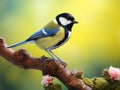 Ai Generated illustration Wildlife Concept of Garden Birds - Great Tit Royalty Free Stock Photo