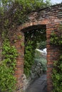 Garden brick wall with doorway