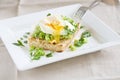 Garden broad beans with poached egg Royalty Free Stock Photo