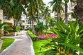 Garden and building hotel