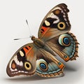 A Garden of Butterflies, A Stunning Common Buckeye Butterfly, Isolated on White Background - Generative AI