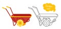 Garden cart cartoon set wheelbarrow tool vector
