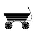 Garden cart icon simple silhouette. Garden work, cart, and brick wheelbarrow