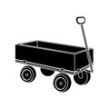 Garden cart icon simple silhouette. Garden work, cart, and wheelbarrow for children