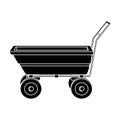 Garden cart icon simple silhouette. Garden work, cart, and wheelbarrow for transporting goods