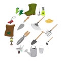 Garden cartoon icons set