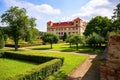 Garden and castle Bucovice Royalty Free Stock Photo