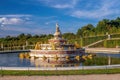 Garden of Chateau de Versailles and the Latona Fountain, near Paris France Royalty Free Stock Photo