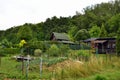 Garden colony on hillside near forest