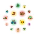 Garden comics icons set