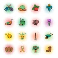 Garden comics icons set