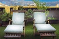 Garden deck chair on the terrace Royalty Free Stock Photo