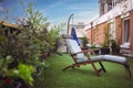Garden deck chair on the terrace Royalty Free Stock Photo