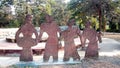 A garden, decorated with handicrafts made by local artist, near Susunia Hill, West Bengal, India