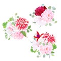 Garden delicate bouquets vector design objects