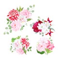 Garden delicate bouquets vector design objects