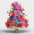 Garden of Delights: A Vibrant Multi-tiered Wedding Cake