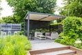 Garden design with metal rooftop and patio