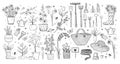 Garden doodles on white background. Vector illustration