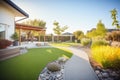 garden with droughttolerant landscaping around a new villa Royalty Free Stock Photo