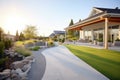 garden with droughttolerant landscaping around a new villa