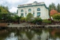 A Garden and Duck Pond Next to the Pacific County Courthouse in South Bend, Washington, USA Royalty Free Stock Photo