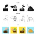 Garden, ecology, farmingand other web icon in black,flat,outline style. Feed, plot, farm,icons in set collection.