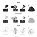 Garden, ecology, farmingand other web icon in black,monochrome,outline style. Feed, plot, farm,icons in set collection.