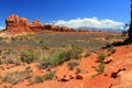 Garden of Eden, Windows Section and LaSal Mountains from Balanced Rock, Arches National Park, Utah, USA